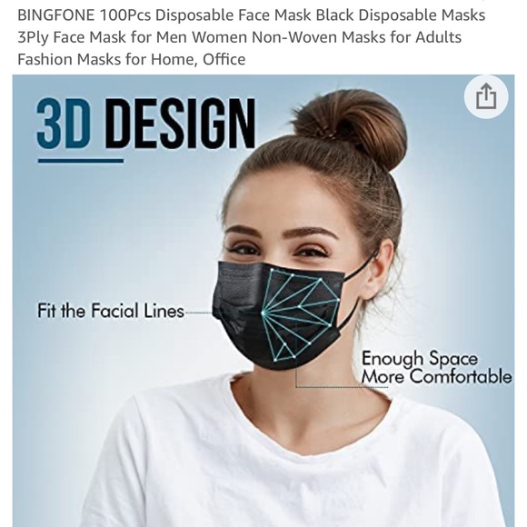 🆕 100 pack⚫️ black mask ⚫️😷 - Picture 2 of 8